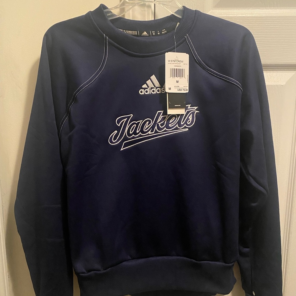 Georgia Tech Yellow Jackets Adidas Women All Stitched logo Pullover Blue Sweater
